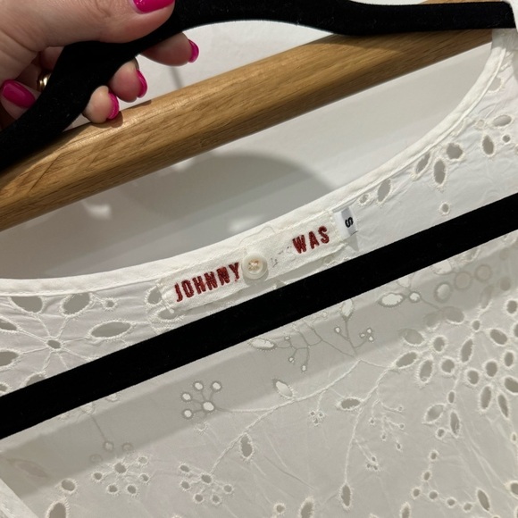 EUC Johnny Was Cotton Lace Eyelet Midi‎  Dress & Slip - Size S - Picture 4 of 6